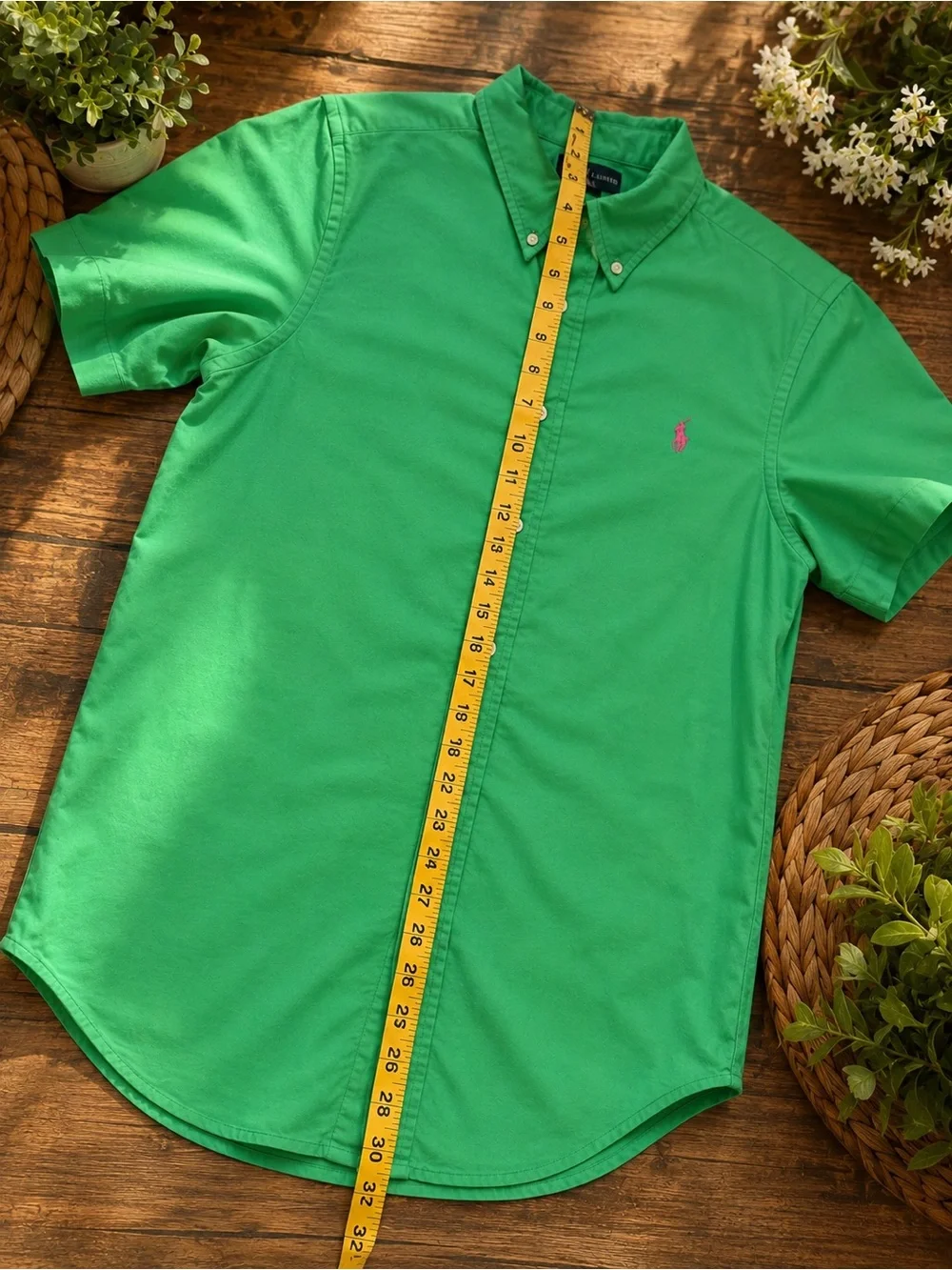 Ralph Lauren Kelly Green Short-Sleeve Button-Down Shirt